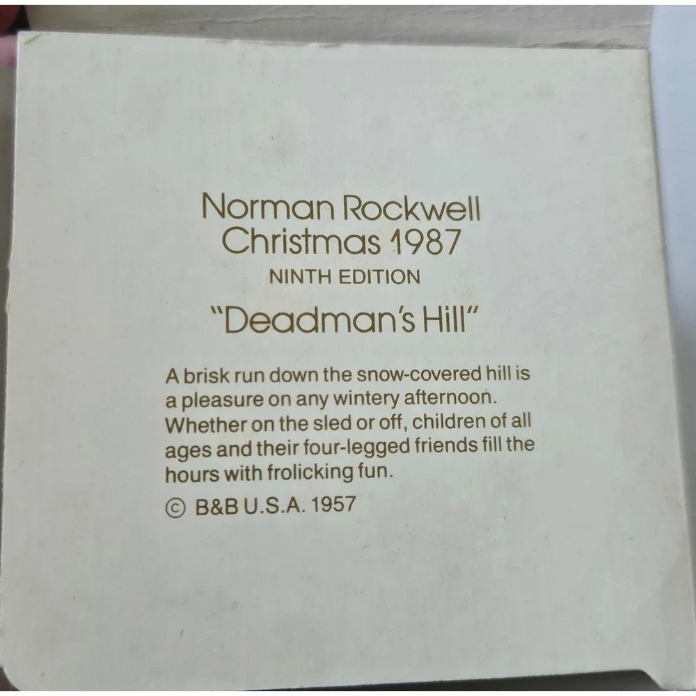 Norman Rockwell 1987 Christmas Ornament Deadmans Hill Schmid Limited Edition Box